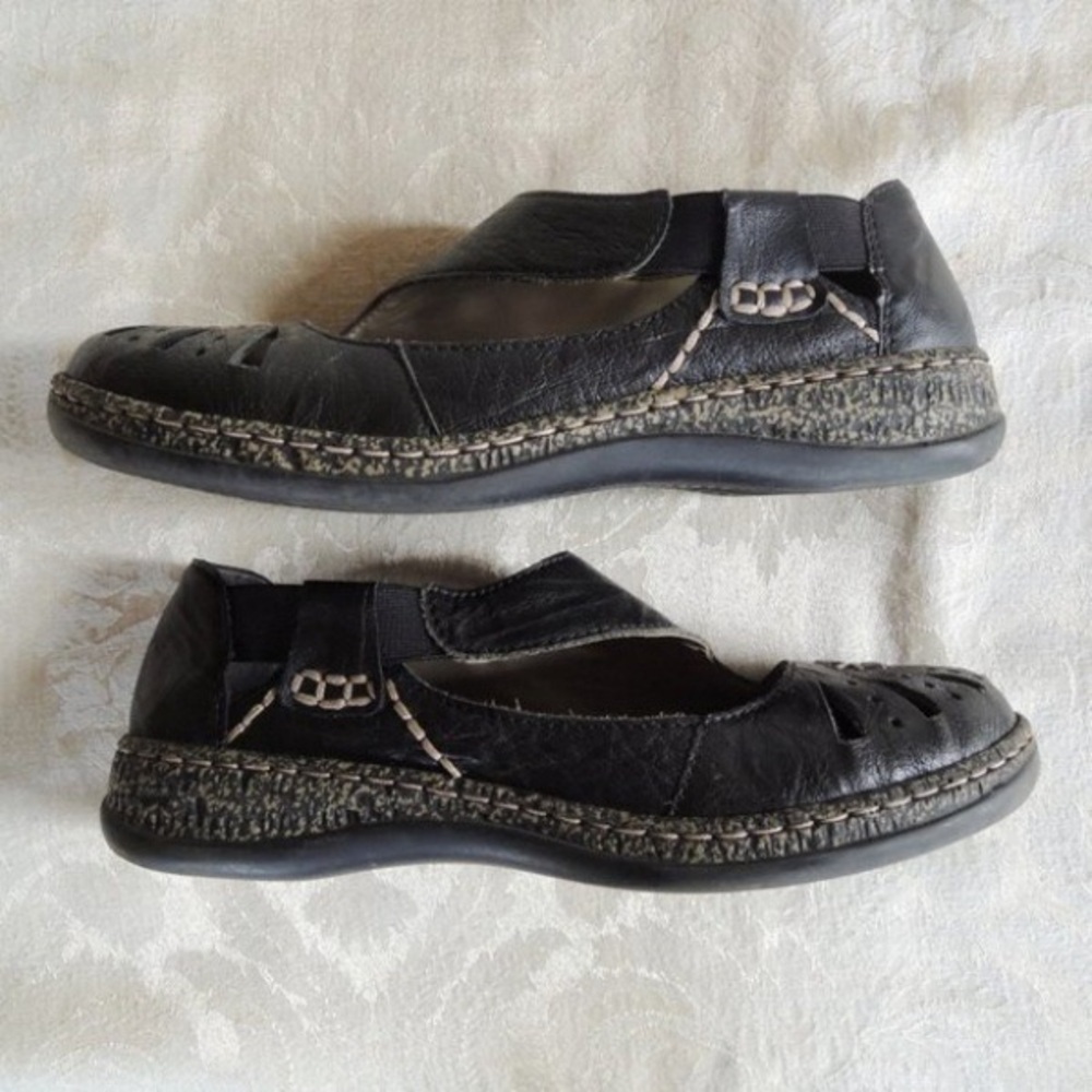 Black Leather Slip-On Shoes